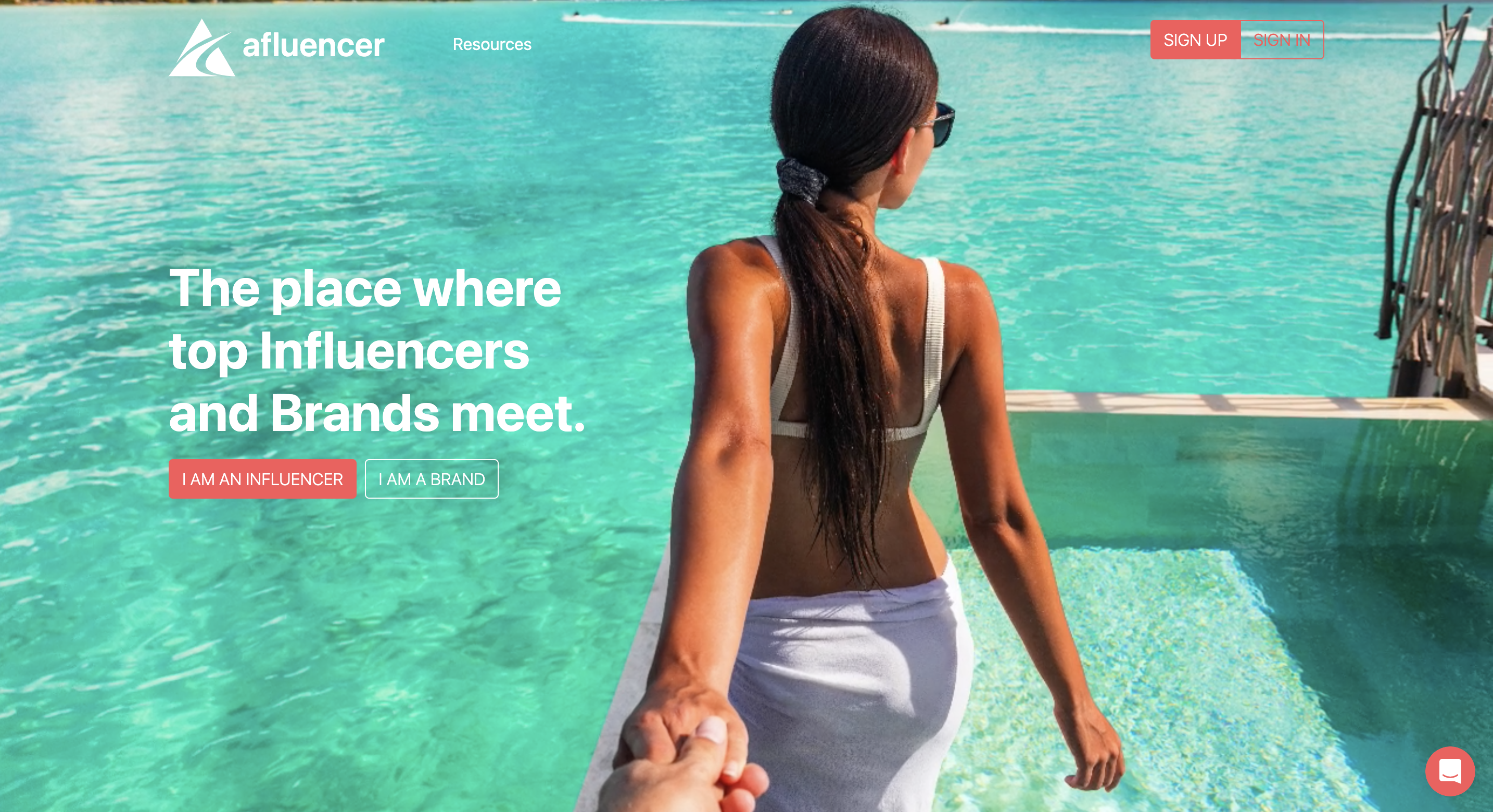 A screenshot of influencer marketing platform Afluence's website