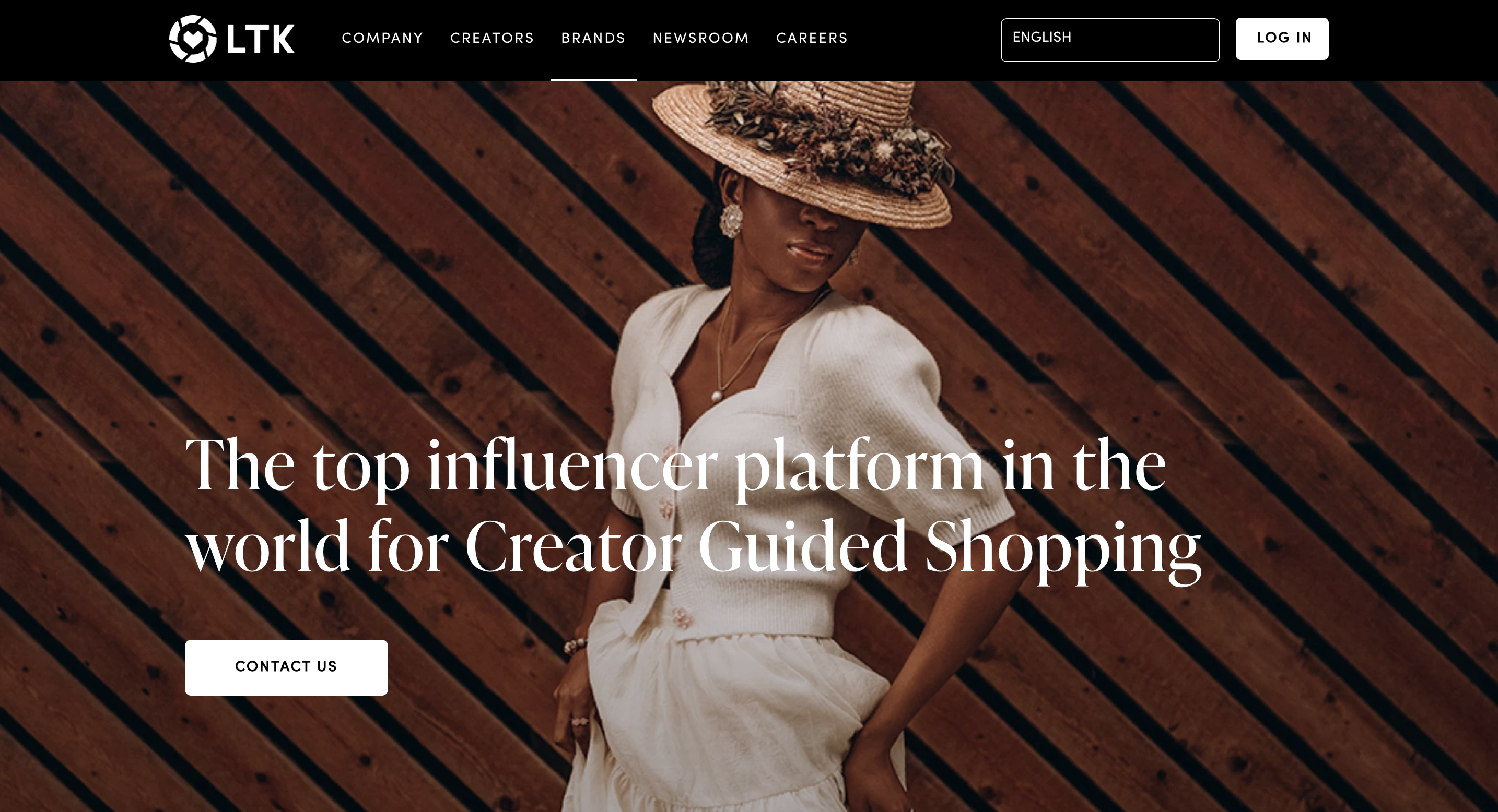 A screenshot of influencer marketing platform LTK's website