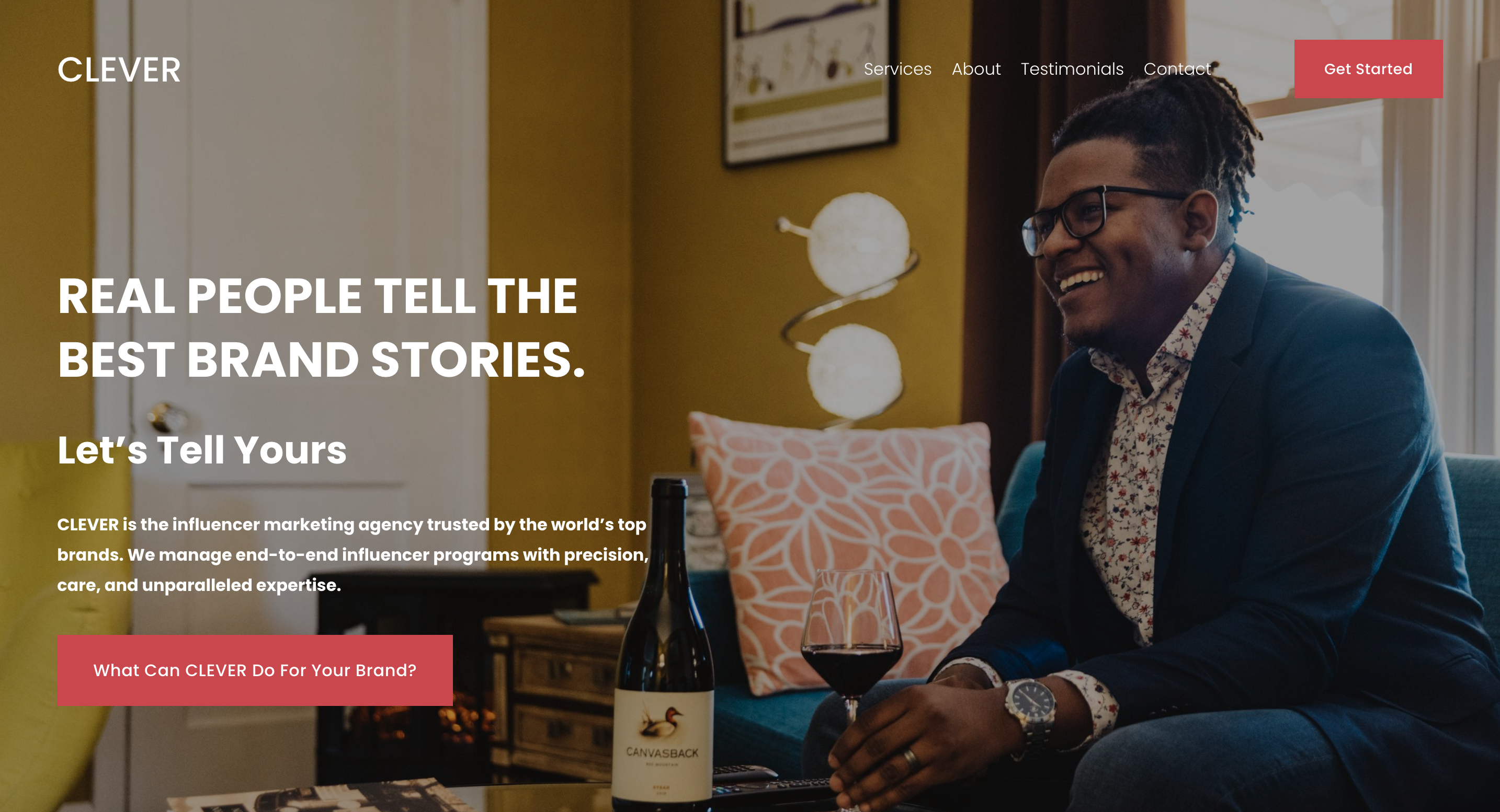 A screenshot of influencer marketing platform CLEVER's website