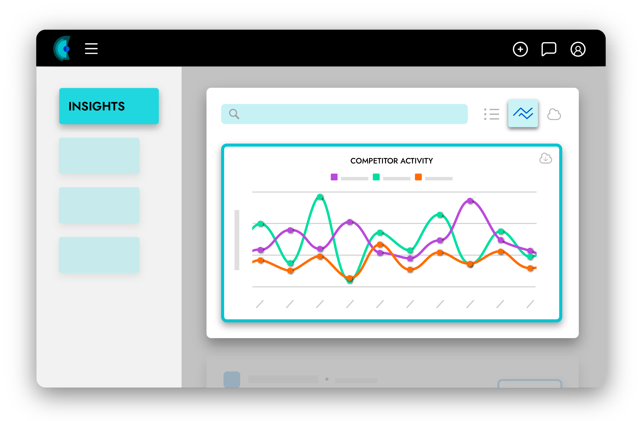 A graphic showcasing AI-powered competitive analysis tool Crayon's interface