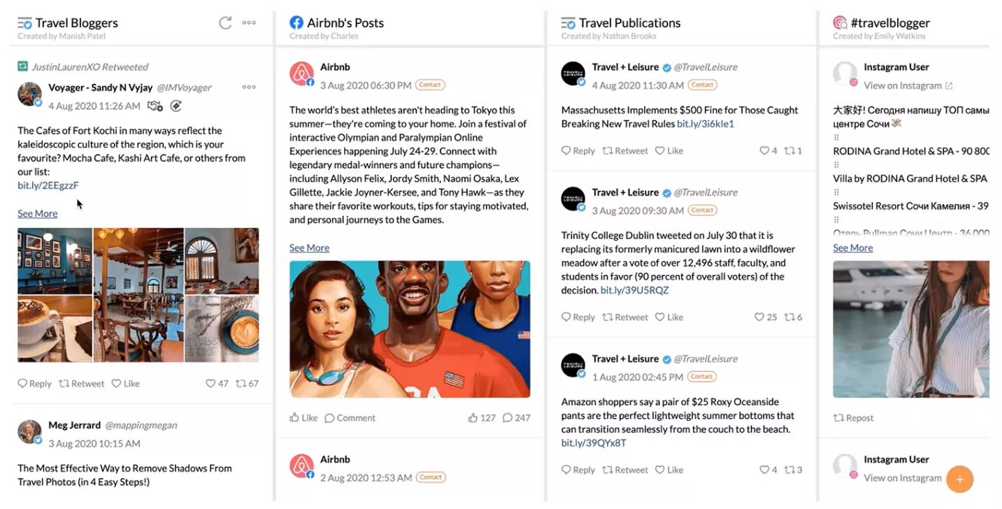 Screenshot of Zoho's social listening feed.