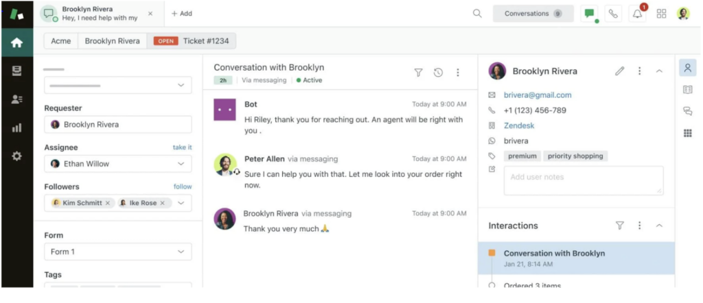 A screenshot of Zendesk's tools.