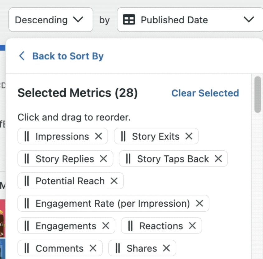 sprout social filters for content types including instagram stories