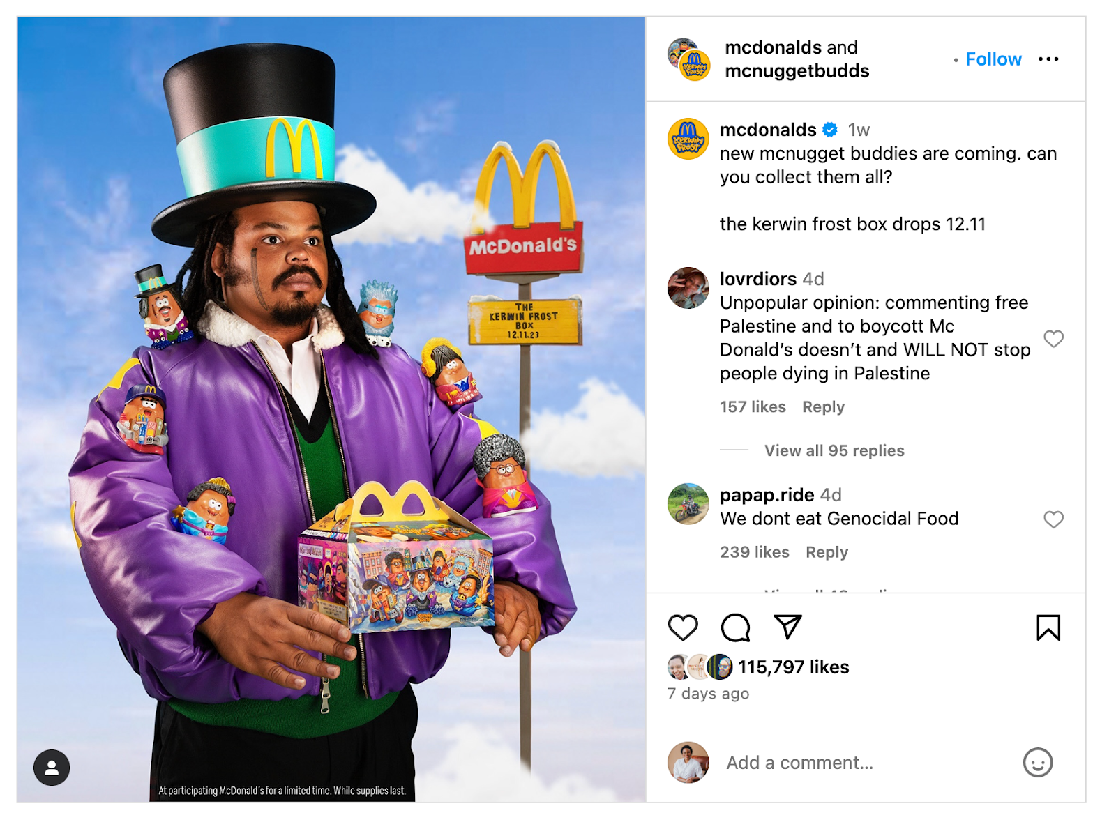 A screenshot of a post from McDonald’s Instagram account