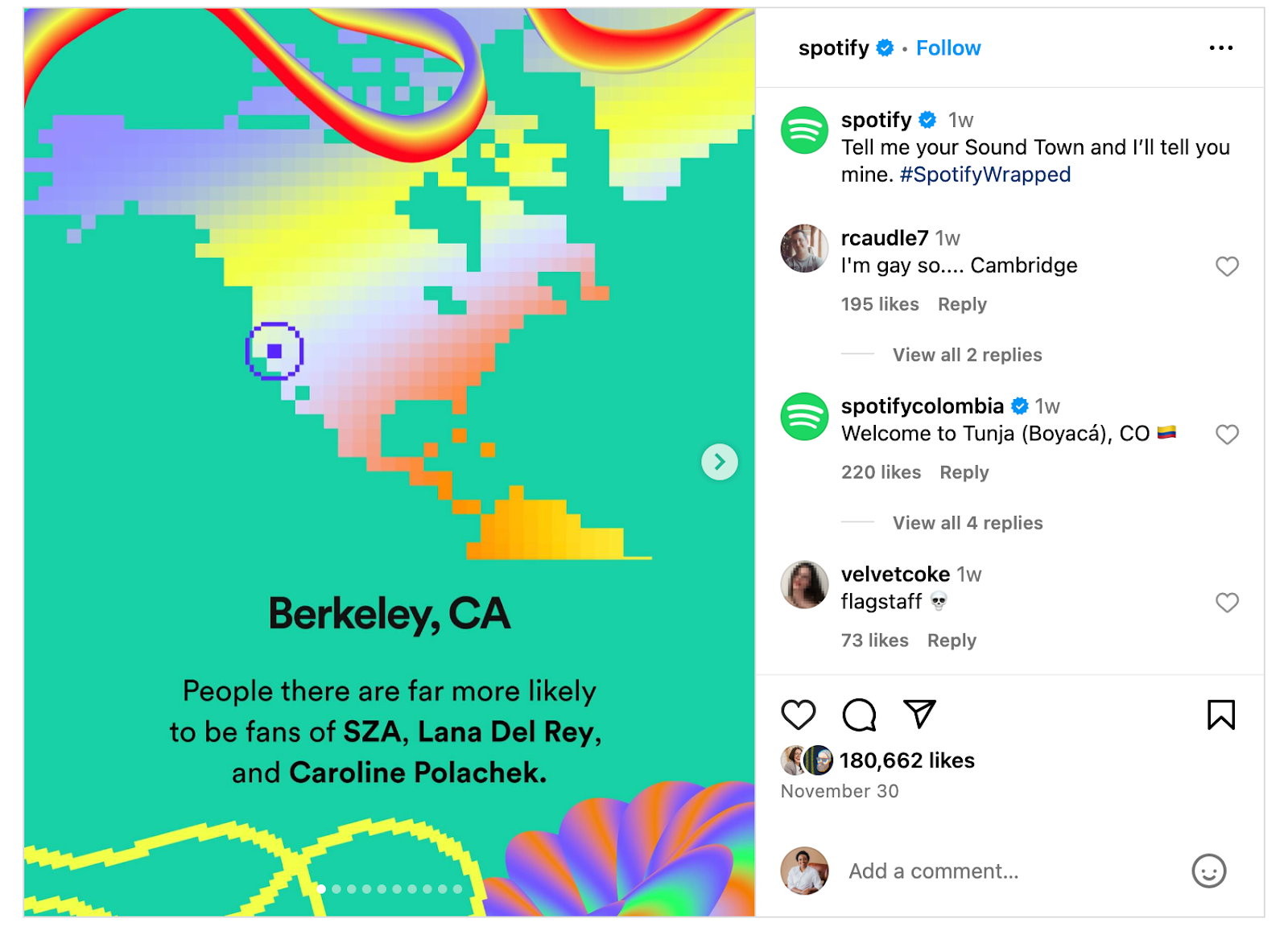 A screenshot of a Spotify Instagram post