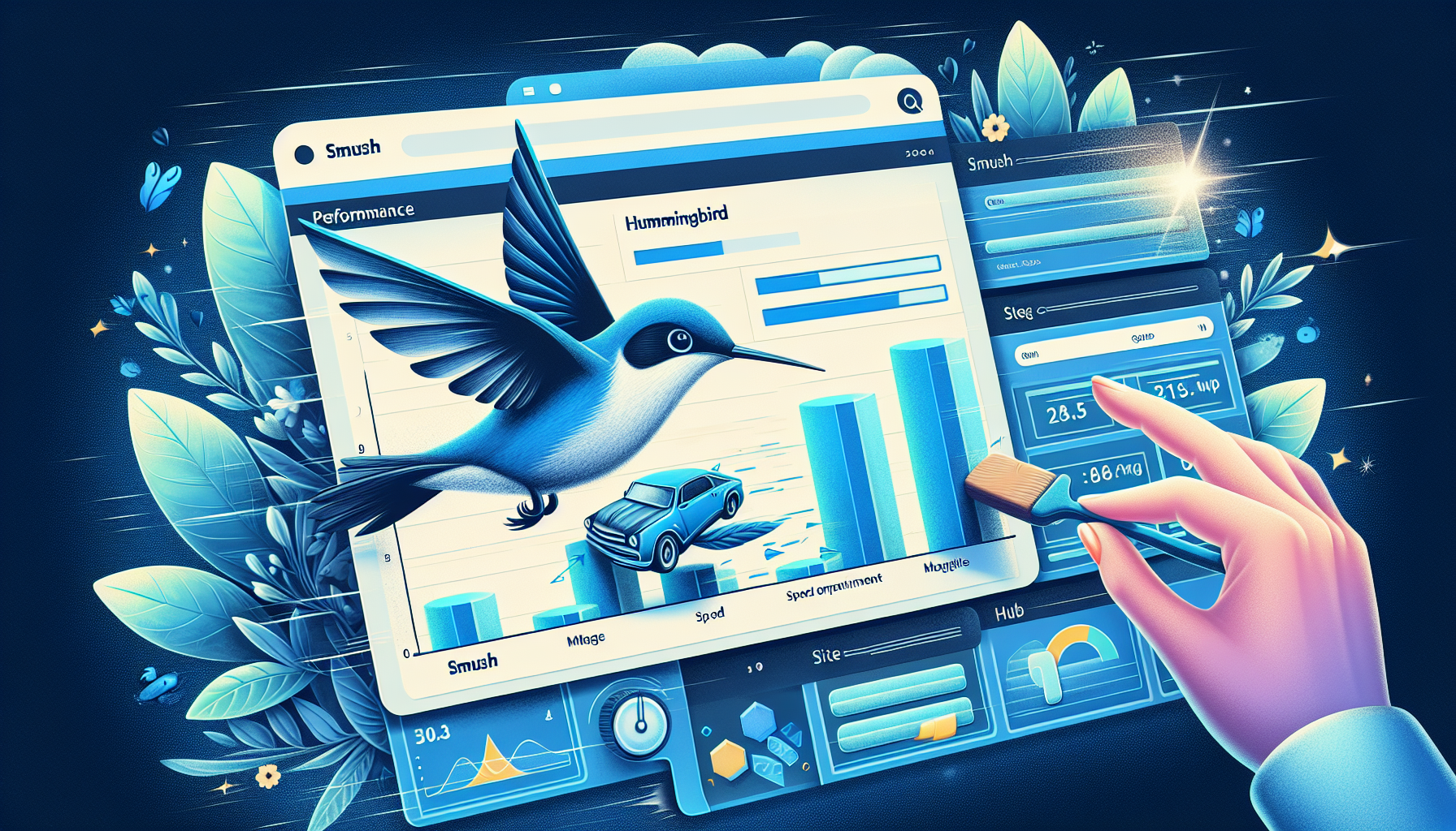 Enhancing the performance and speed of a WordPress site with the help of Smush, Hummingbird, and The Hub plugins.
