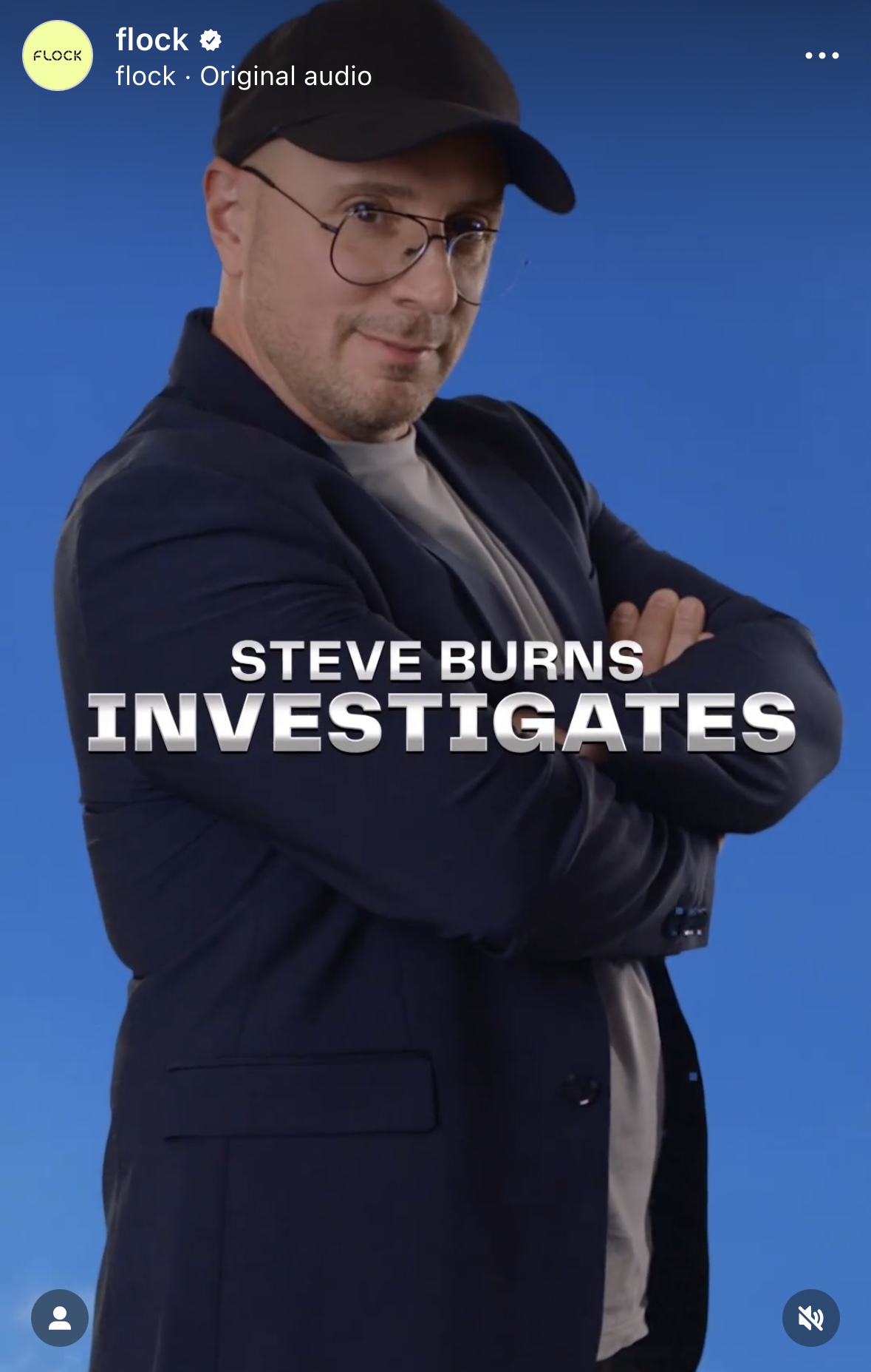 A screenshot of an Instagram Reels post from Flock Freight (@Flock) featuring Steve Burns from Blues Clues.