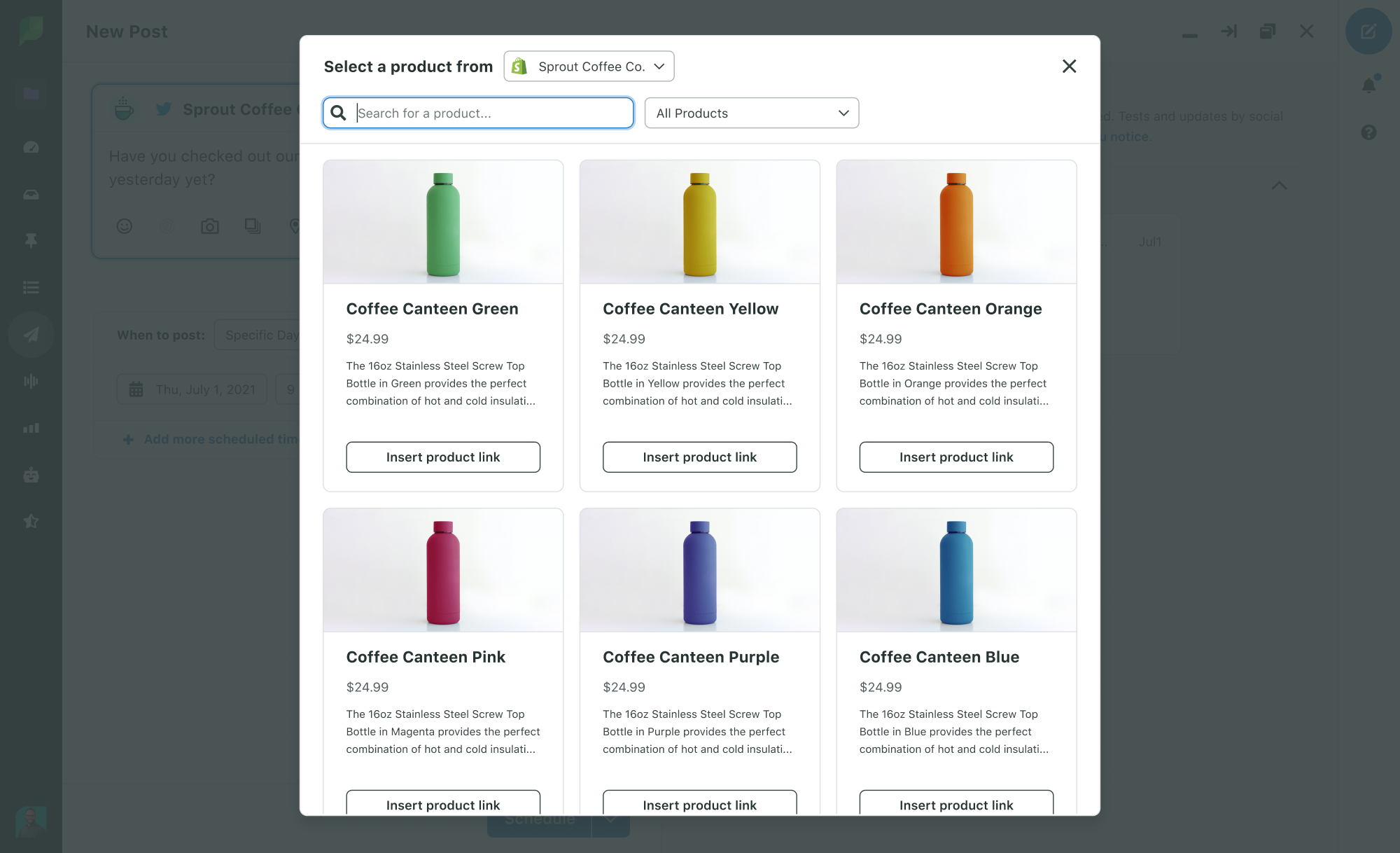 Sprout Social's Shopify integration. 