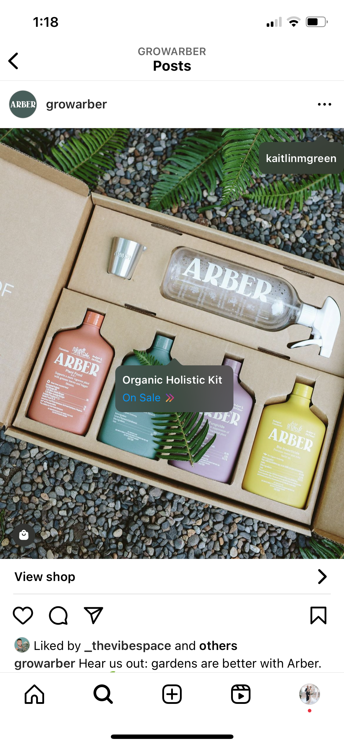 A screenshot of a product tagged in an Instagram post
