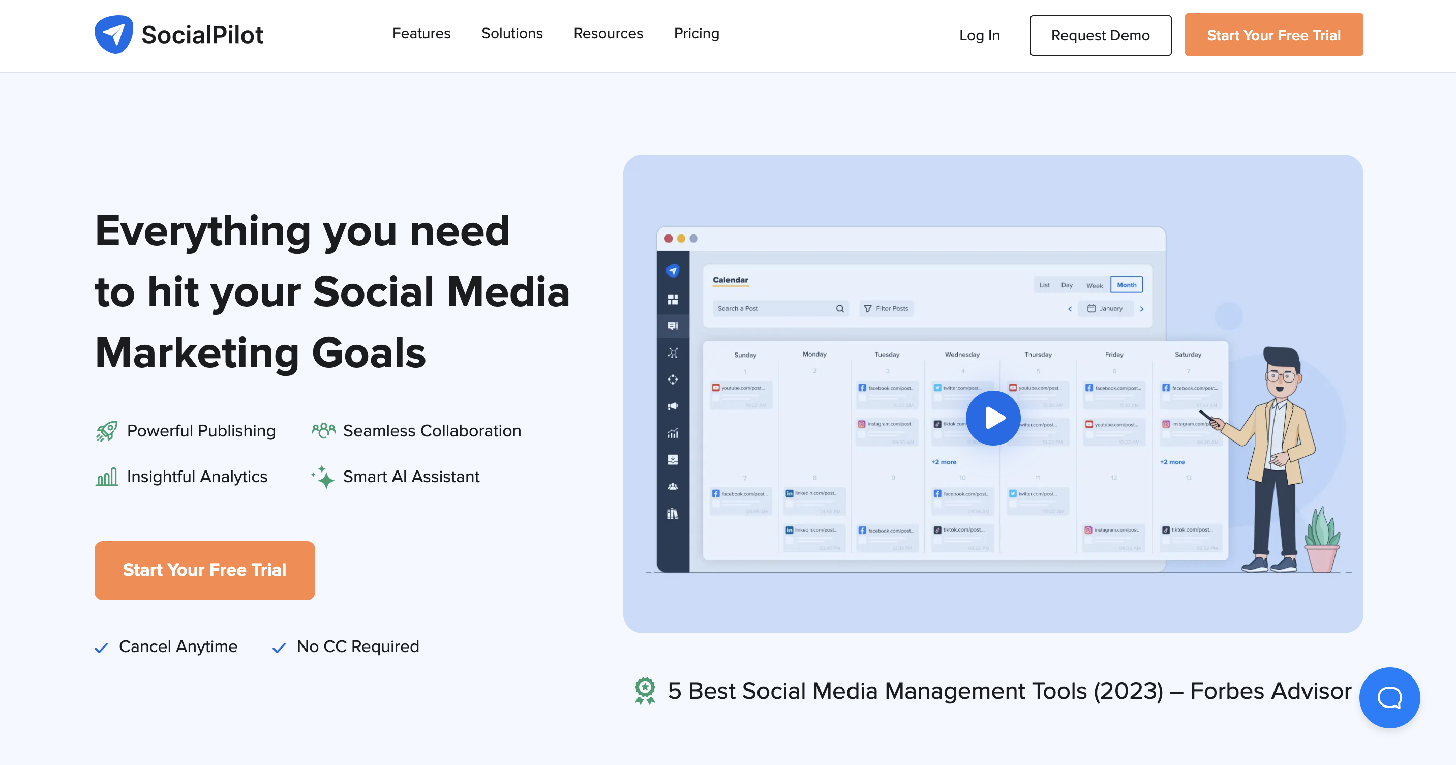 A screenshot of SocialPilot's website.