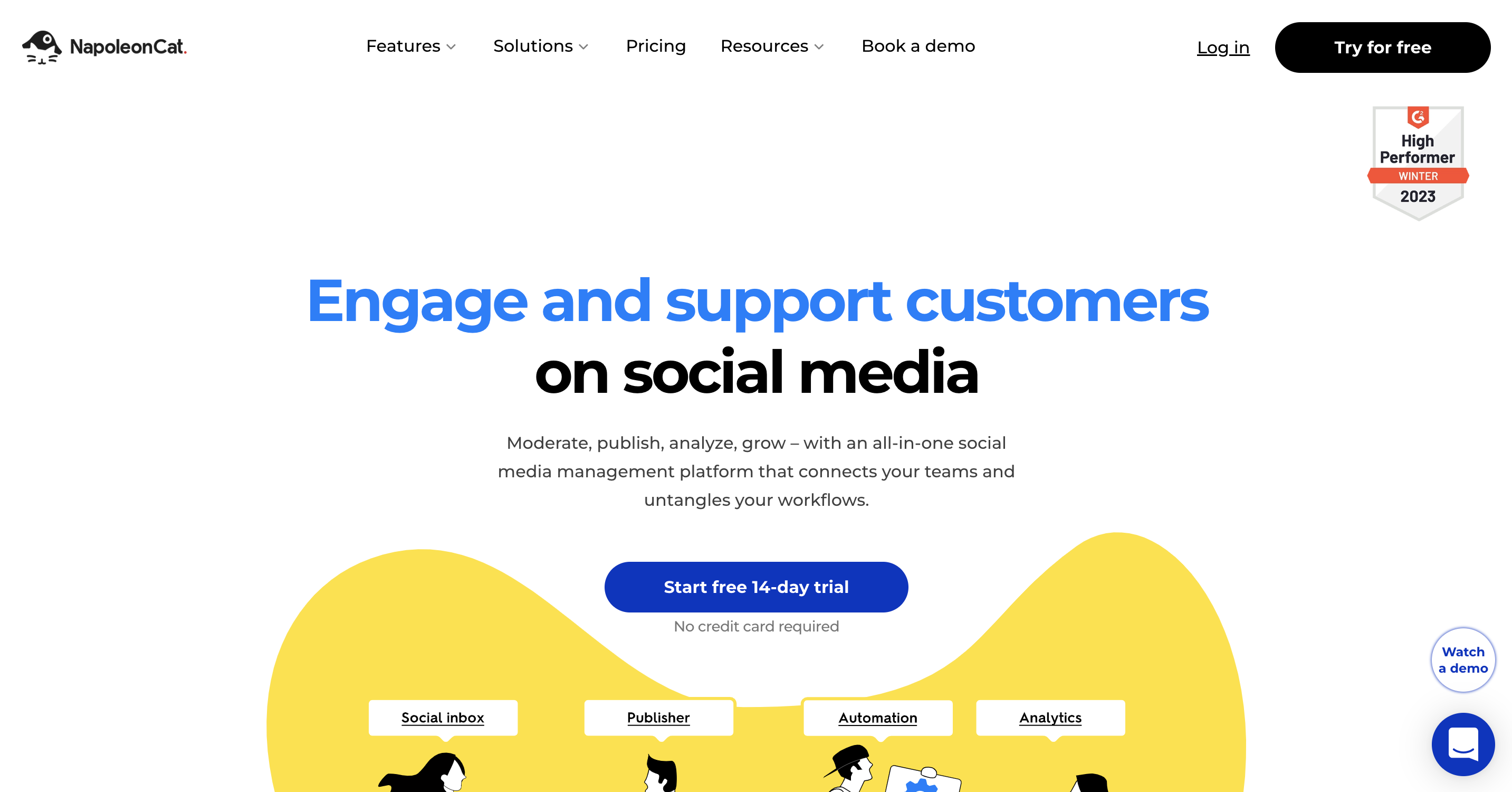 A screenshot of automation tool NapoleonCat's website.
