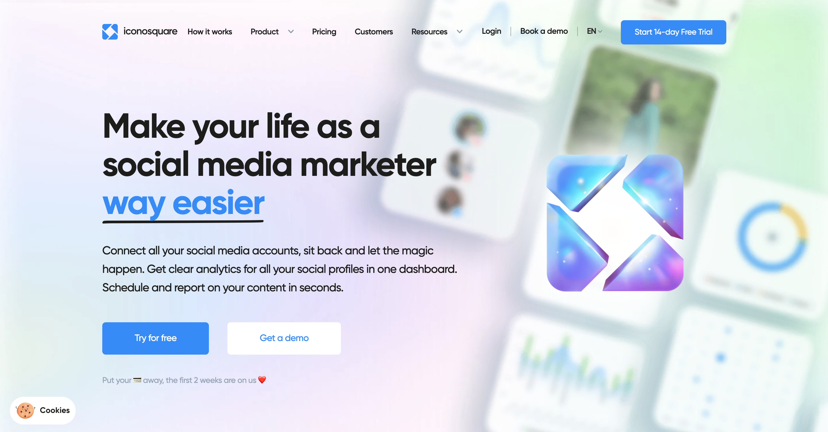 A screenshot of automation tool Iconosquare's website.