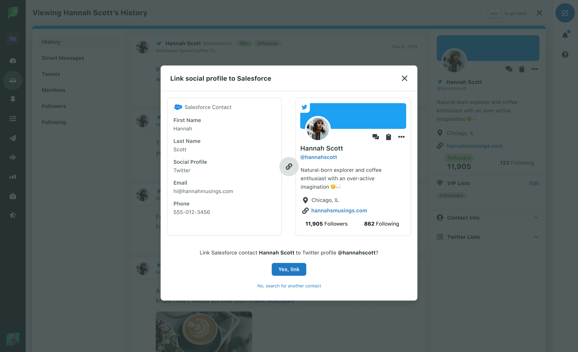 Link a customer's social profile to Salesforce for a comprehensive view. Transform your social data into essential business insights via a unified dashboard.