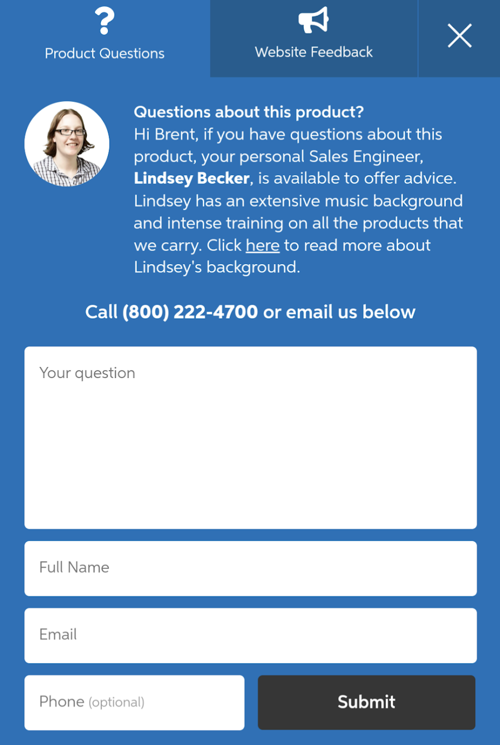 sweetwater customer care example