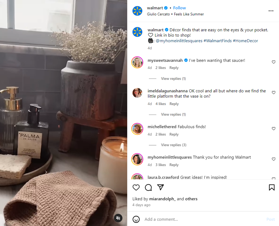 A post from Walmart illustrating the effectiveness of hashtags in enhancing social media visibility.