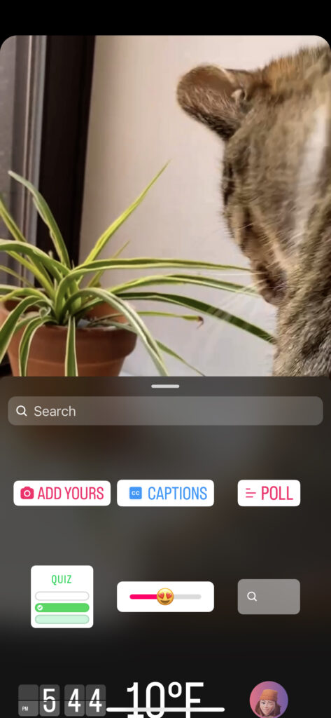 The Instagram Reels interface demonstrating the availability of a captions sticker for your Reels