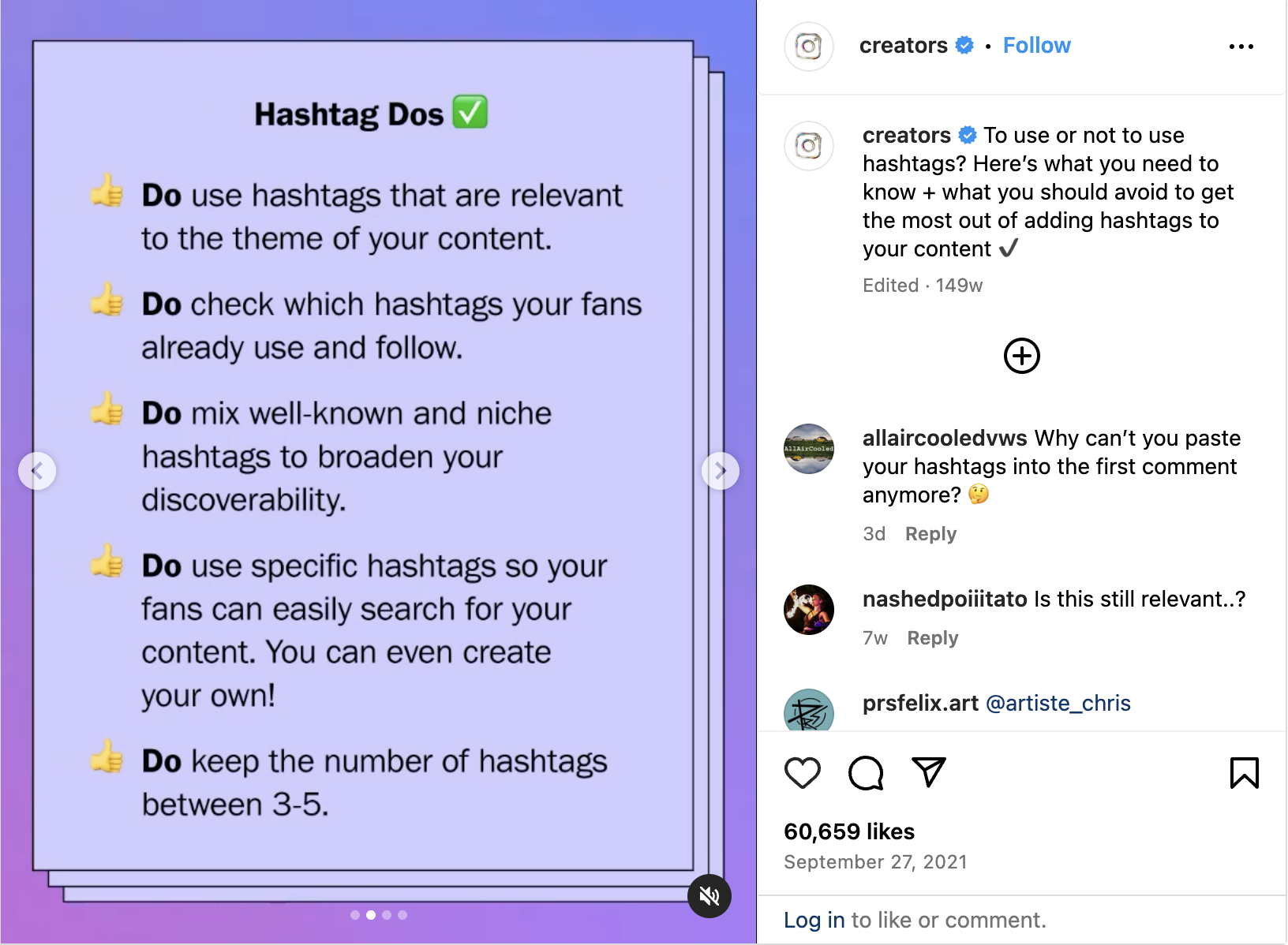 Screenshot of an Instagram post from the official Instagram Creators account featuring a list of 5 