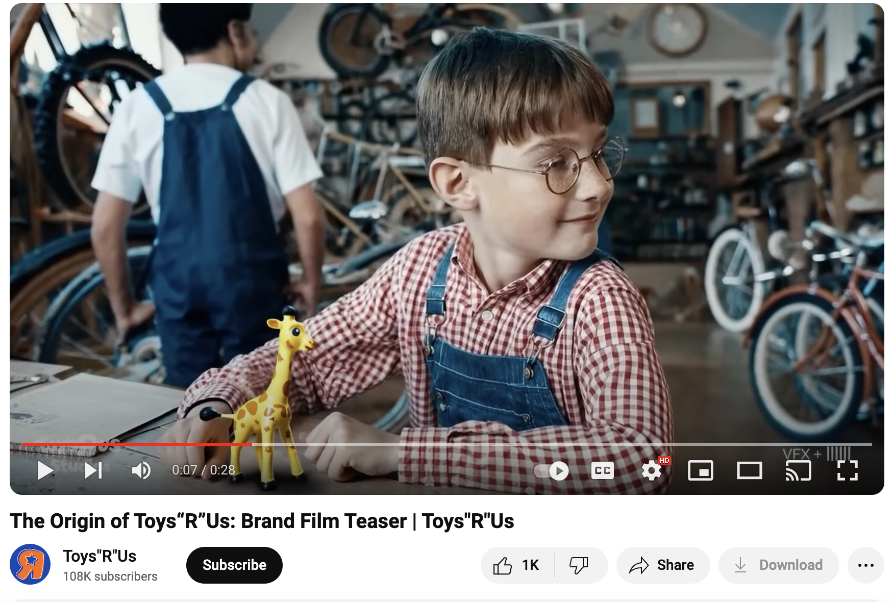An AI-generated film created for ToysRUs about their brand's conception