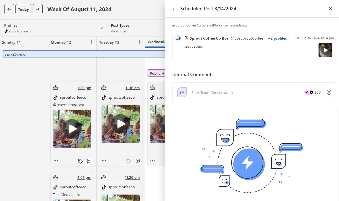 Screen shot of how to collaborate on a TikTok post with team members