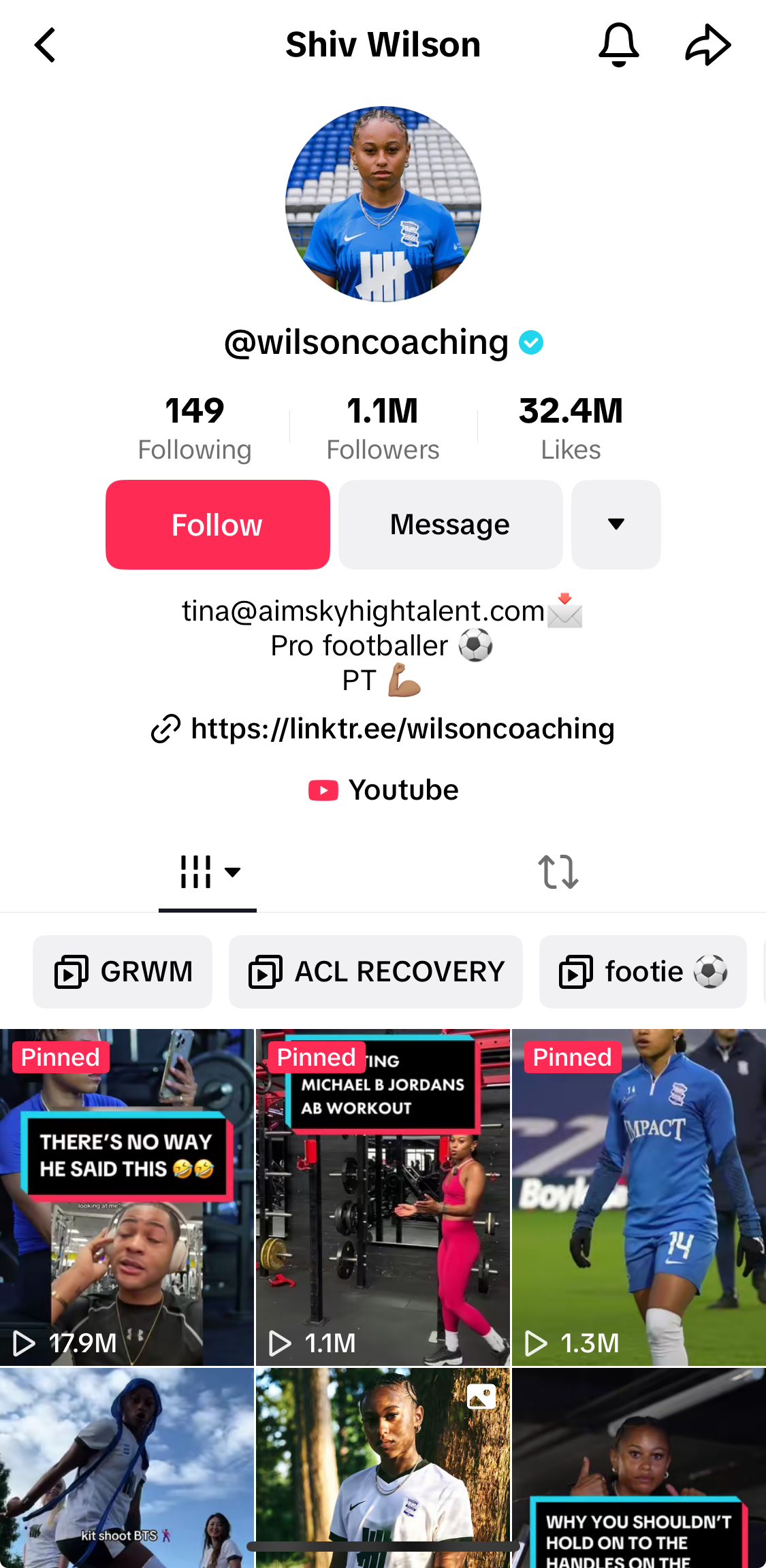 Shiv Wilson's TikTok profile.