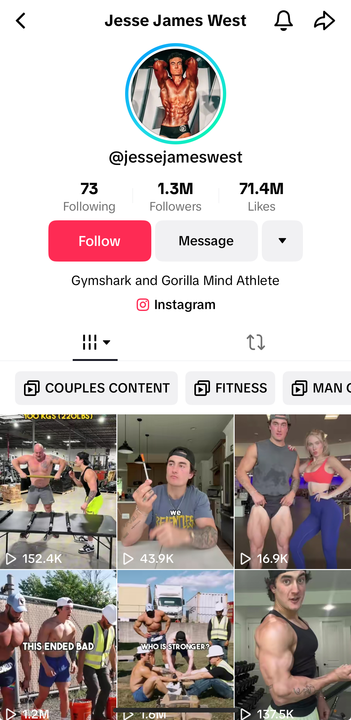 Jesse James West's TikTok profile.