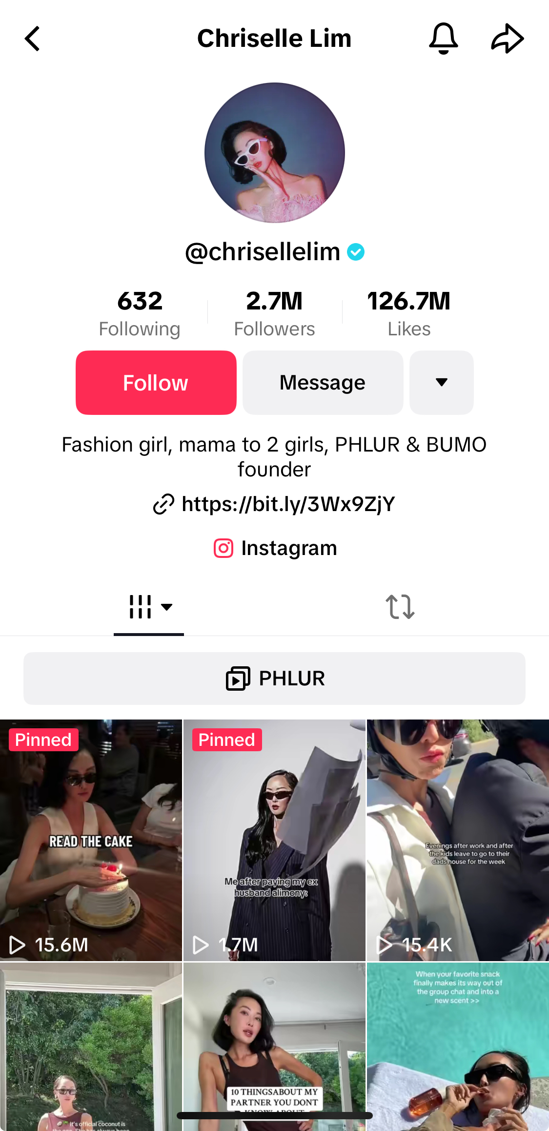 Chriselle Lim's TikTok profile.