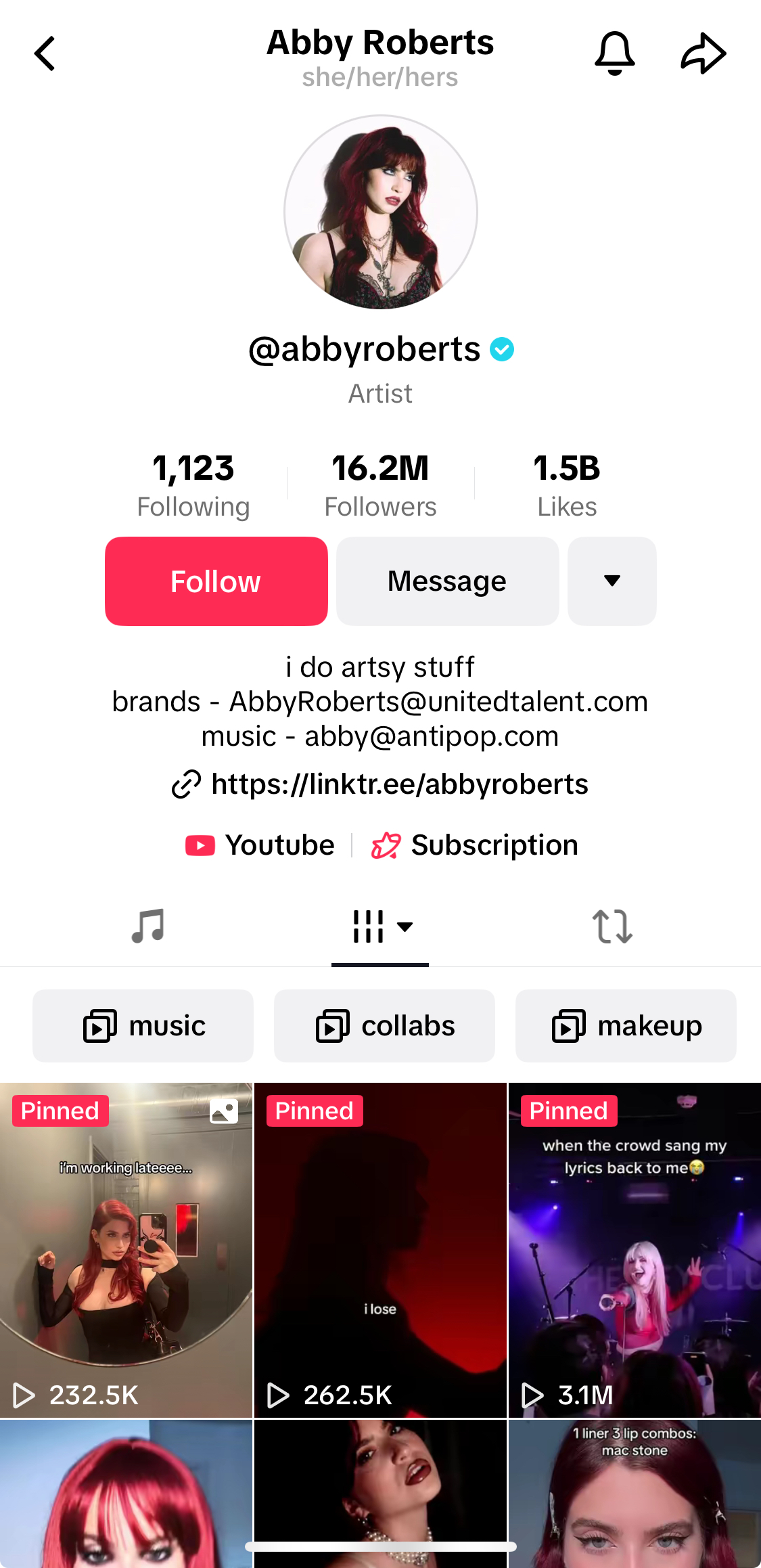Abby Robert's TikTok profile.