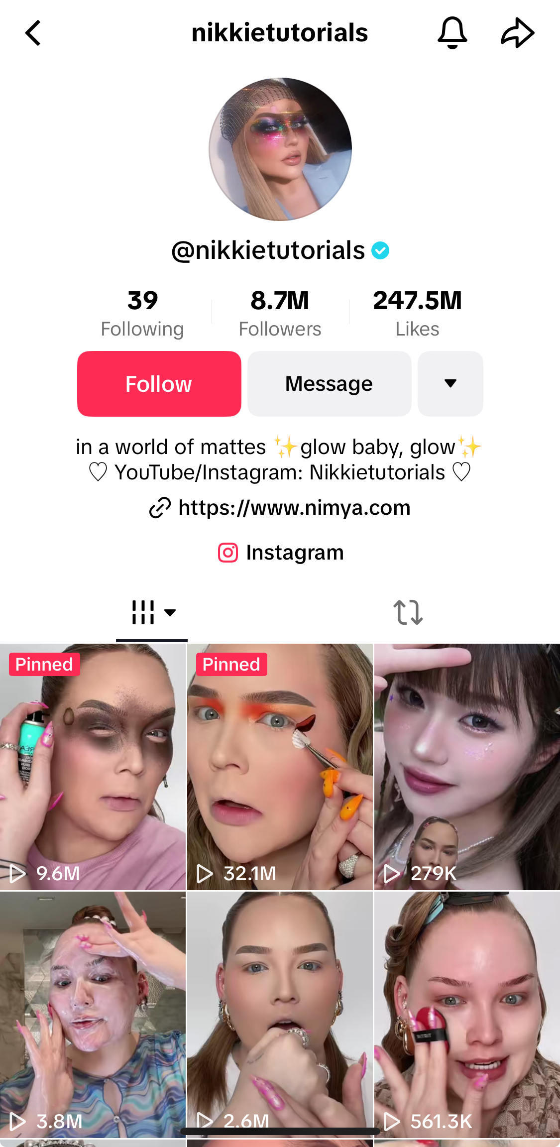 NikkieTutorial's TikTok profile.
