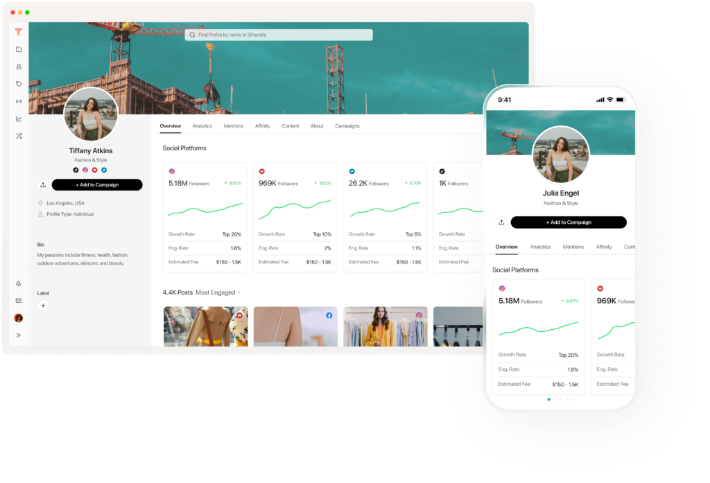 An image of Tagger by Sprout Social showcasing both desktop and mobile views of the platform