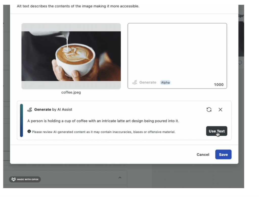 Sprout Social’s Generate by AI Assist streamlines this process by automatically generating accurate and descriptive alt text for your images