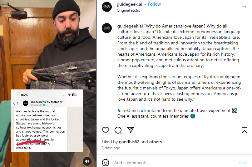 GuideGeek’s Instagram account highlighting influencer Michael Motamedi in a marketing campaign.