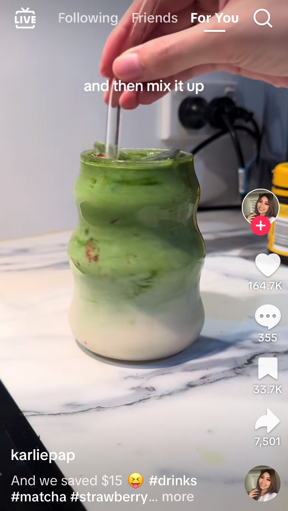 example of hashtags on a tiktok video