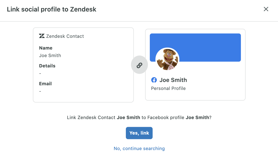 Sprout's Zendesk integration dashboard displaying the auto lookup of users who’ve messaged from your Zendesk instance, matching them with existing profiles.