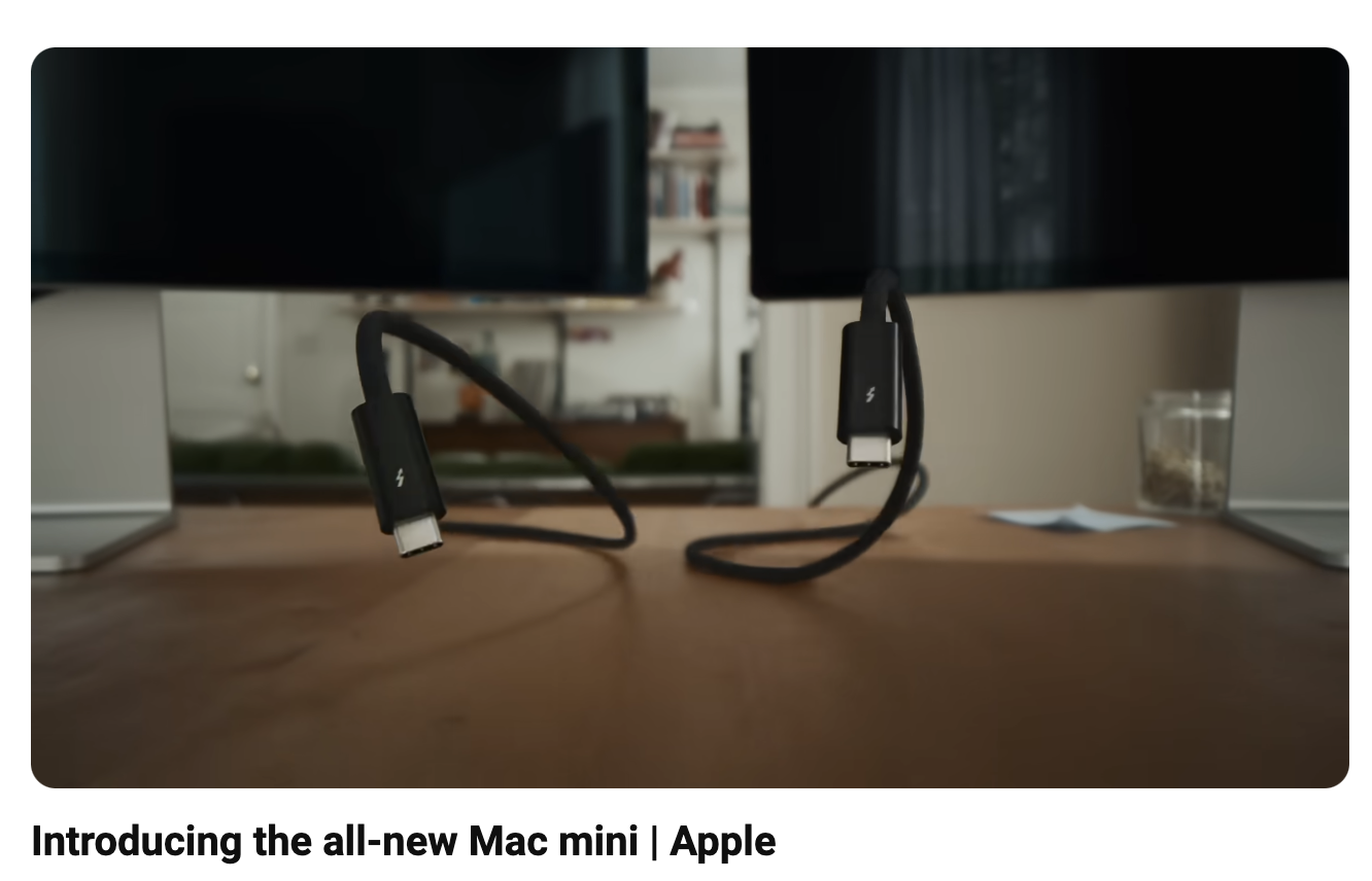 Apple's YouTube featuring the new Mac mini.
