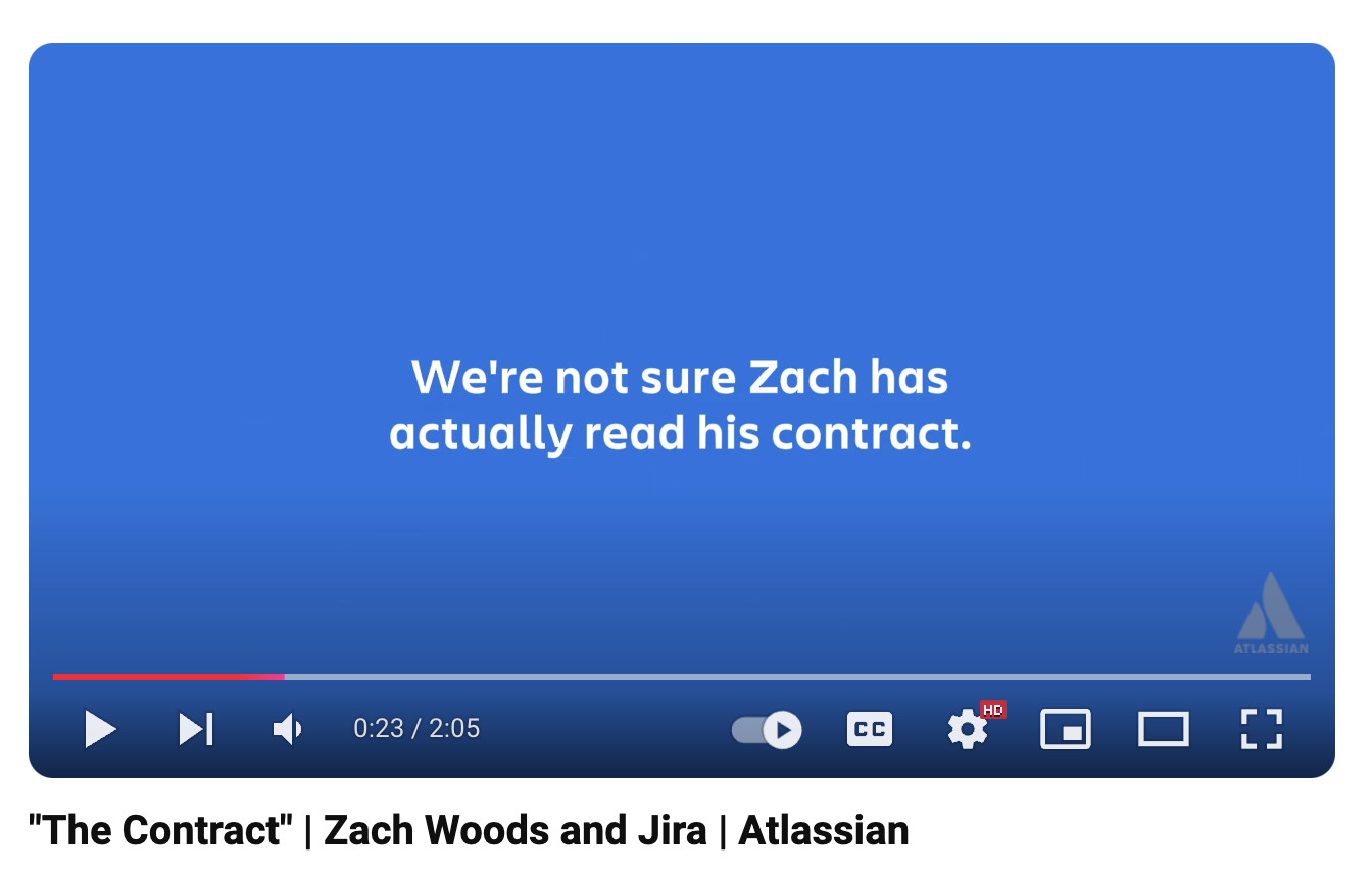 Atlassian campaign video Zach Woods on YouTube.
