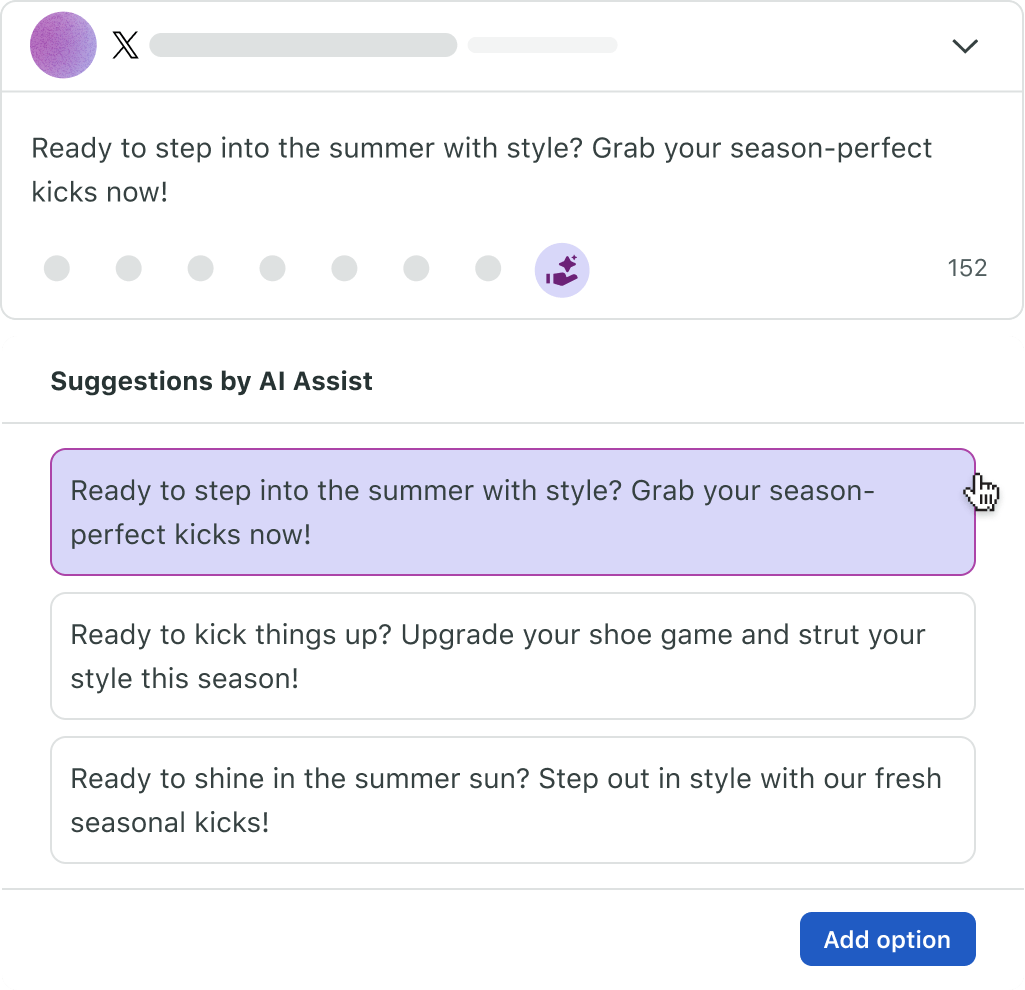 Sprout Social's AI Assist tool helps marketers create custom copy for social