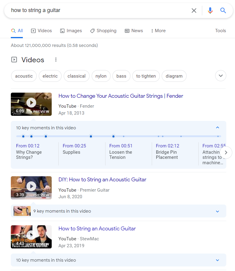 youtube search example