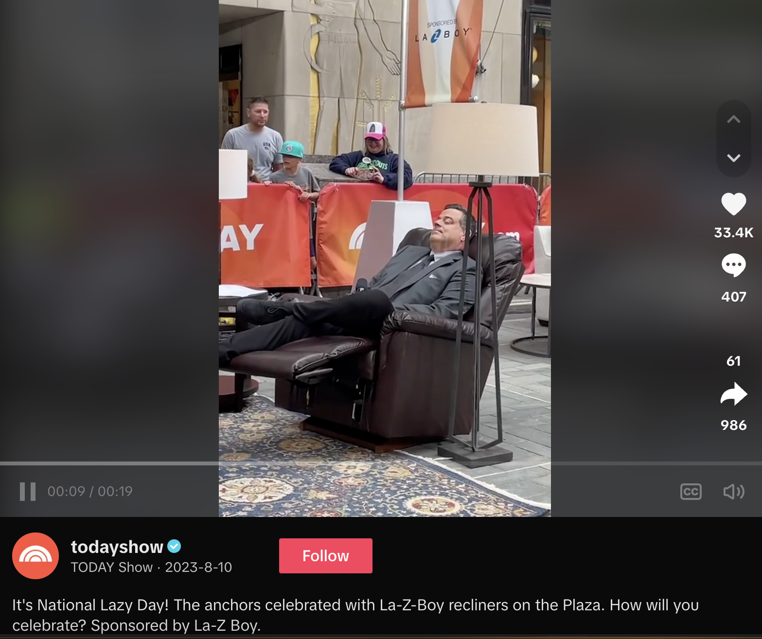 La-Z-Boy showcases how they make everyday lazy with videos of customers relaxing in their iconic recliners on the Plaza.