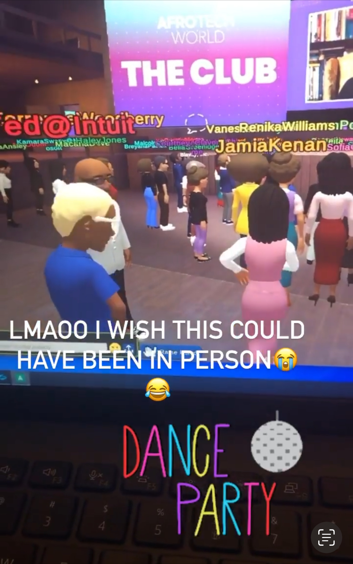 A photo of Senior Content Specialist Jamia Kenan's avatar in a metaverse platform for AfroTech™ World.