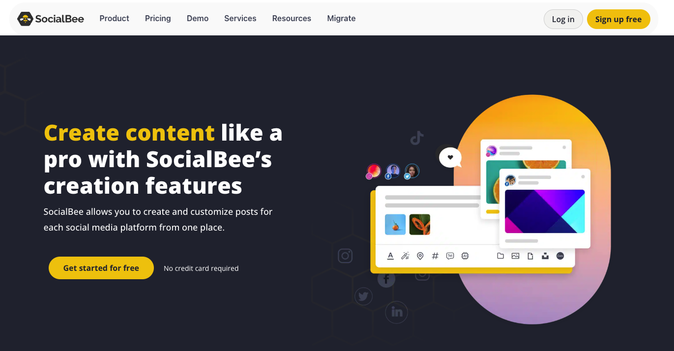 Screenshot of the SocialBee website homepage.