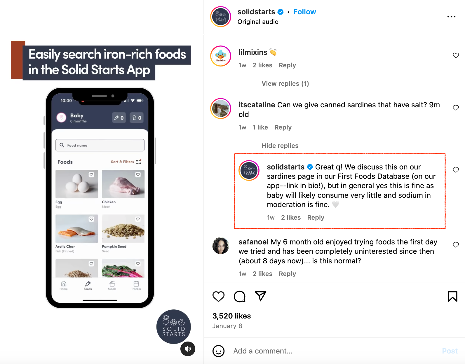 An example of Solid Start's Instagram Reel