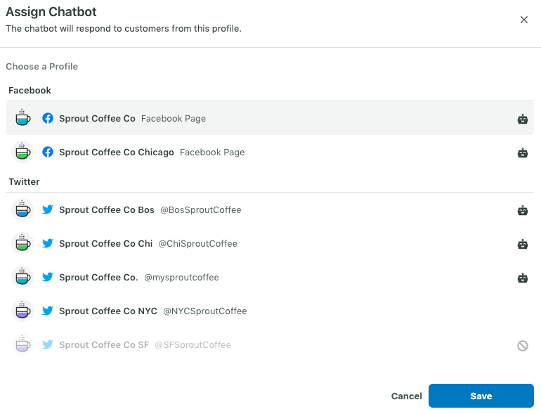 Setting up a Facebook chatbot in Sprout 