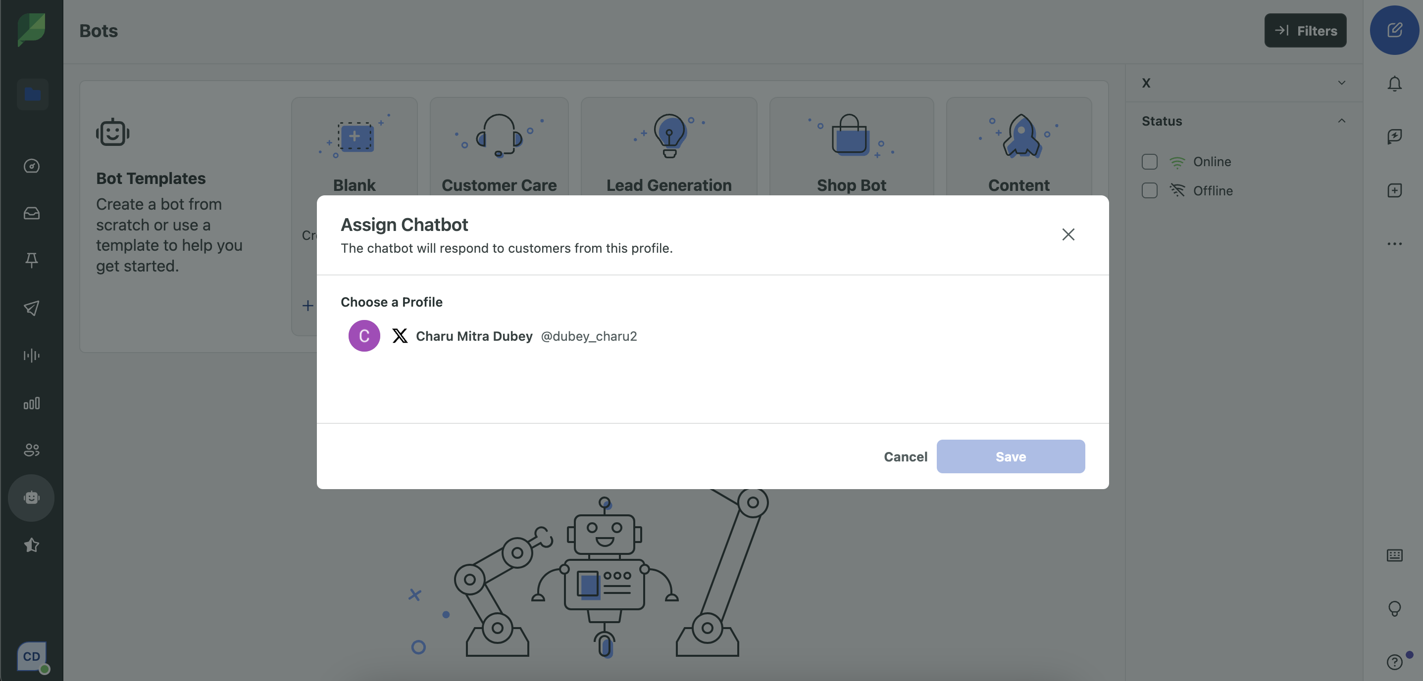 Assign the chatbot to a profile in Sprout Social
