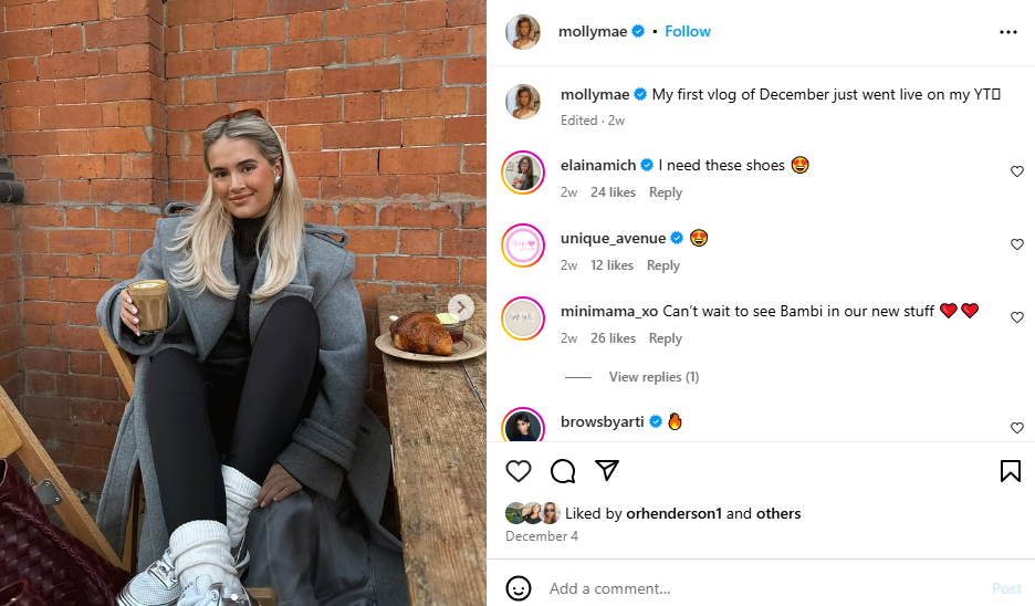 Molly-Mae is an influencer sharing relatable content on her social media