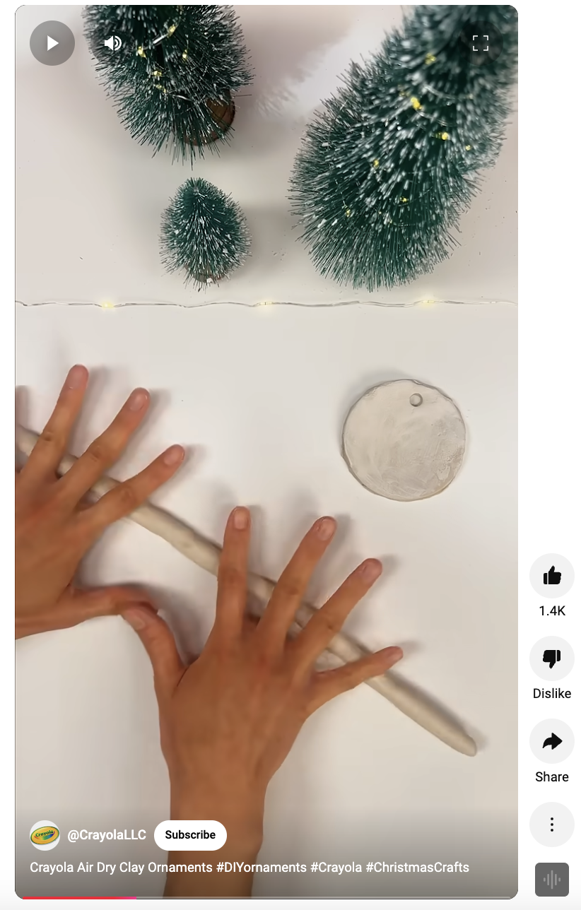 A YouTube Short from Crayola that explores how to make DIY clay ornaments