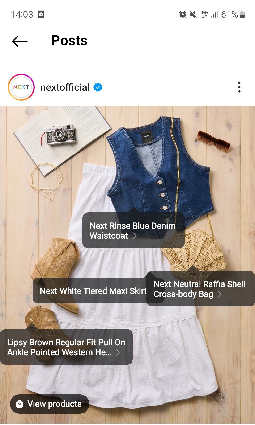 Instagram shopping post featuring apparel from Next