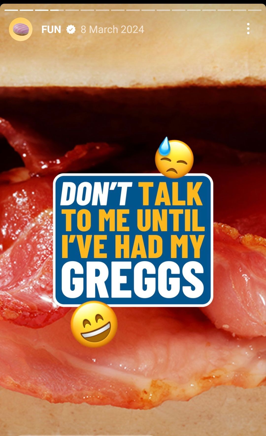Greggs screensaver - don't talk to me until I have had my Greggs