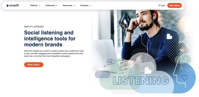 Emplifi's social listening product webpage.