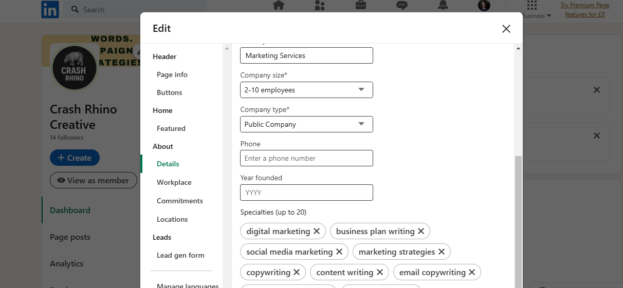 Add Specialisms to your business page that work much like searchable hashtags