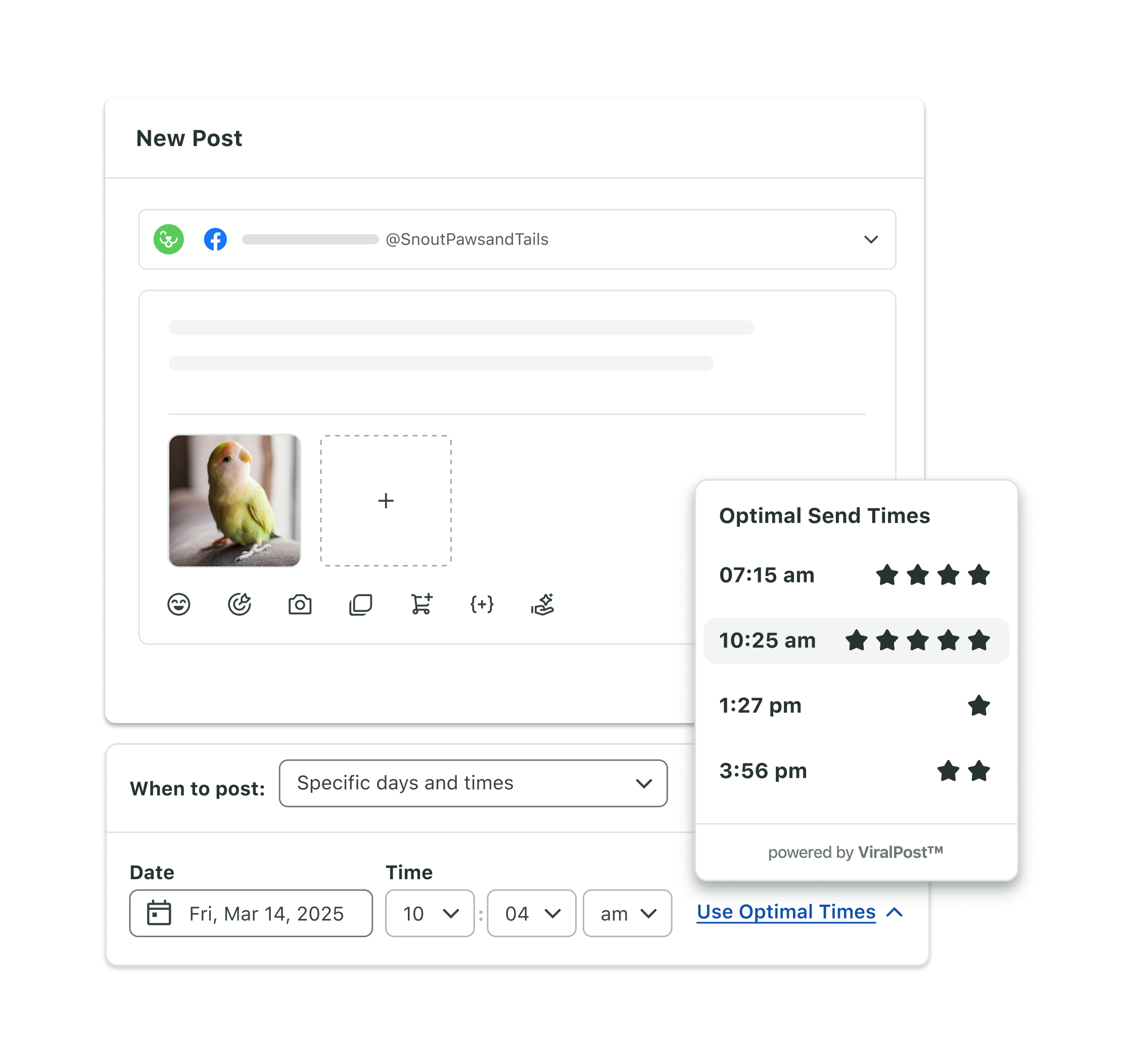 Screenshot displaying Optimal Send Times within the Sprout Social platform.